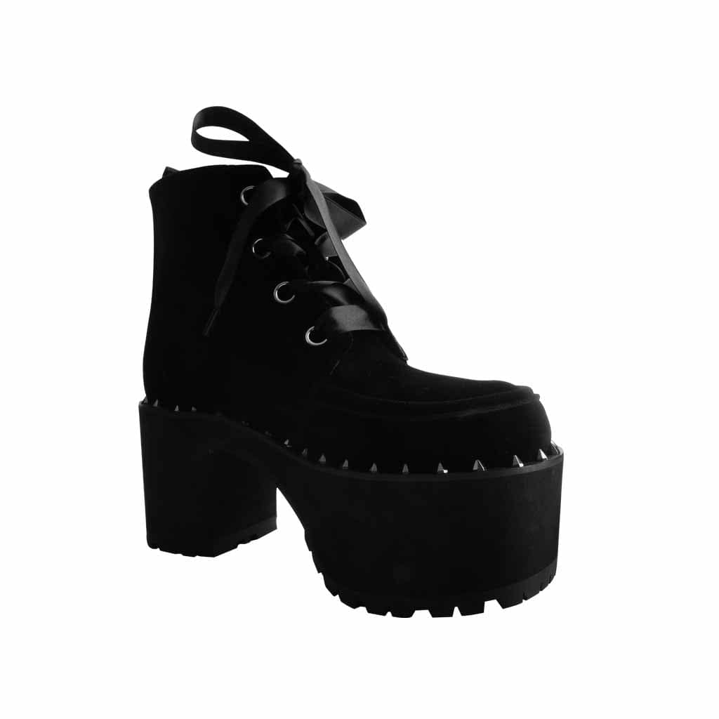 TUK Shoes Nosebleed Boot Black Velvet Spike Welt