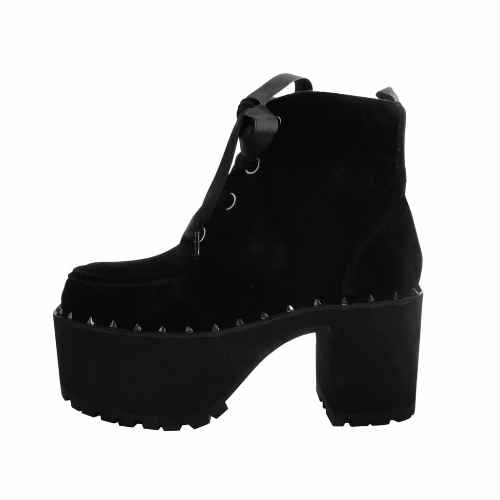 TUK Shoes Nosebleed Boot Black Velvet Spike Welt