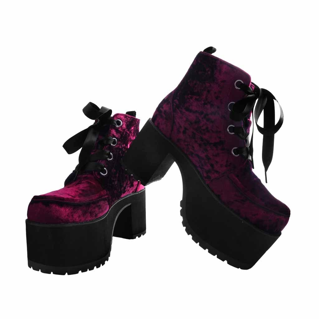 TUK Shoes Nosebleed Boot Burgundy Crushed Velvet