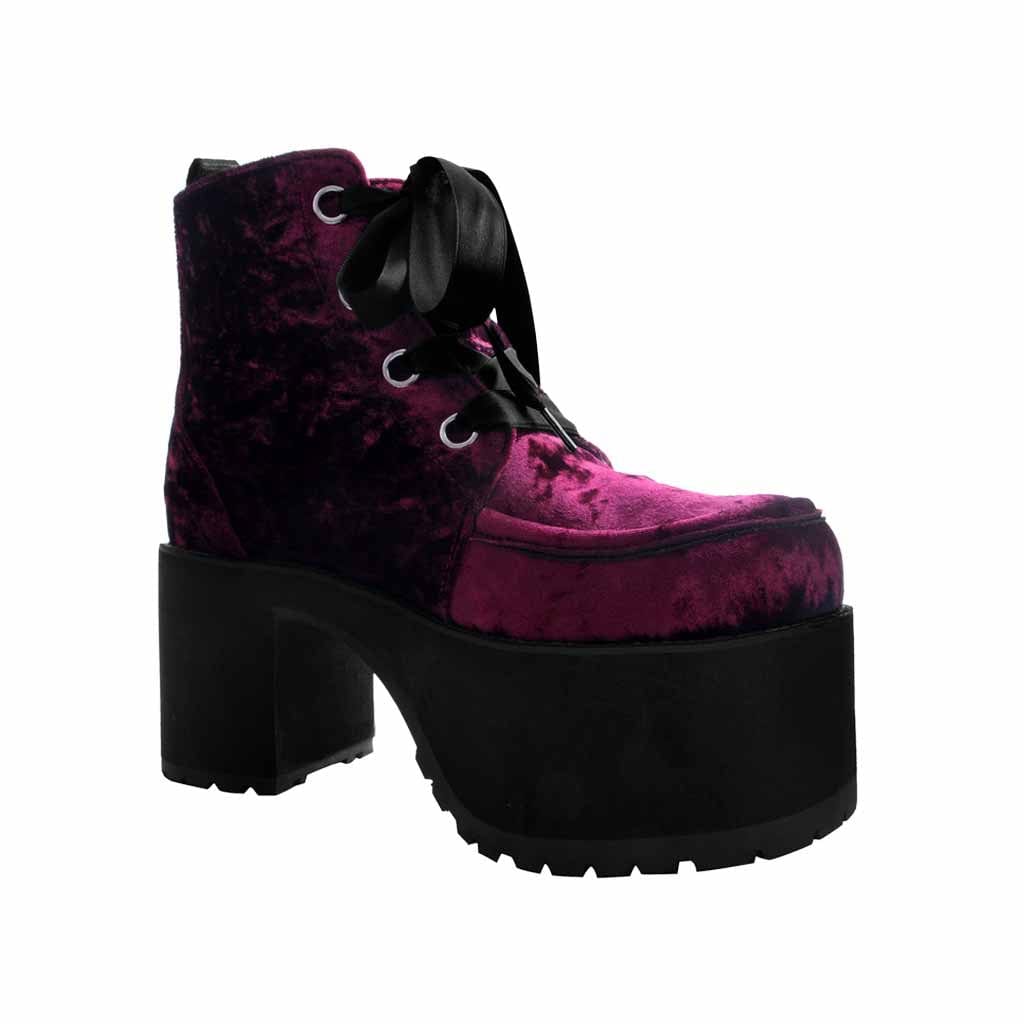 TUK Shoes Nosebleed Boot Burgundy Crushed Velvet