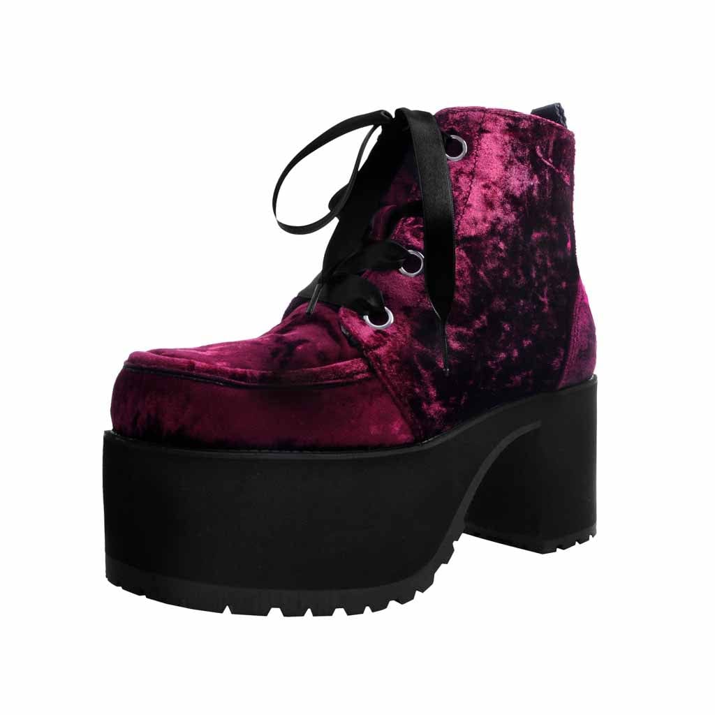 TUK Shoes Nosebleed Boot Burgundy Crushed Velvet