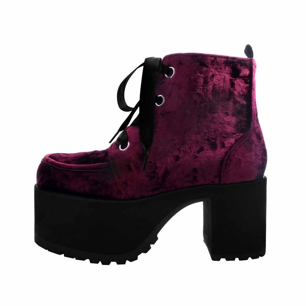 TUK Shoes Nosebleed Boot Burgundy Crushed Velvet