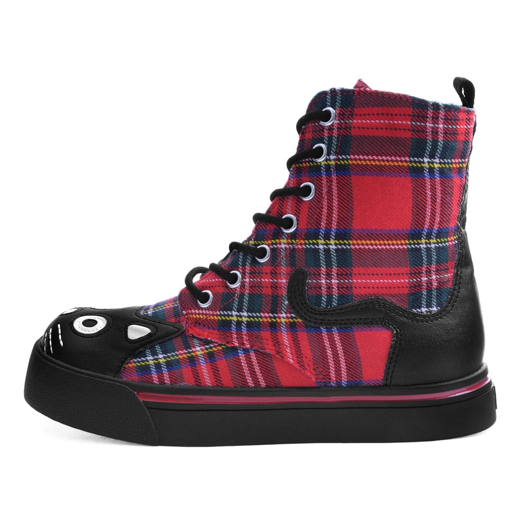 TUK Shoes Kitty Sneaker Combat Boot Red Tartan