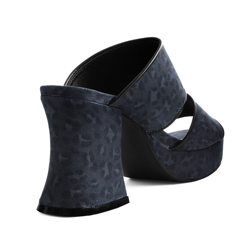 TUK Shoes Strap Sandal Marley Platform Heel Black Leopard