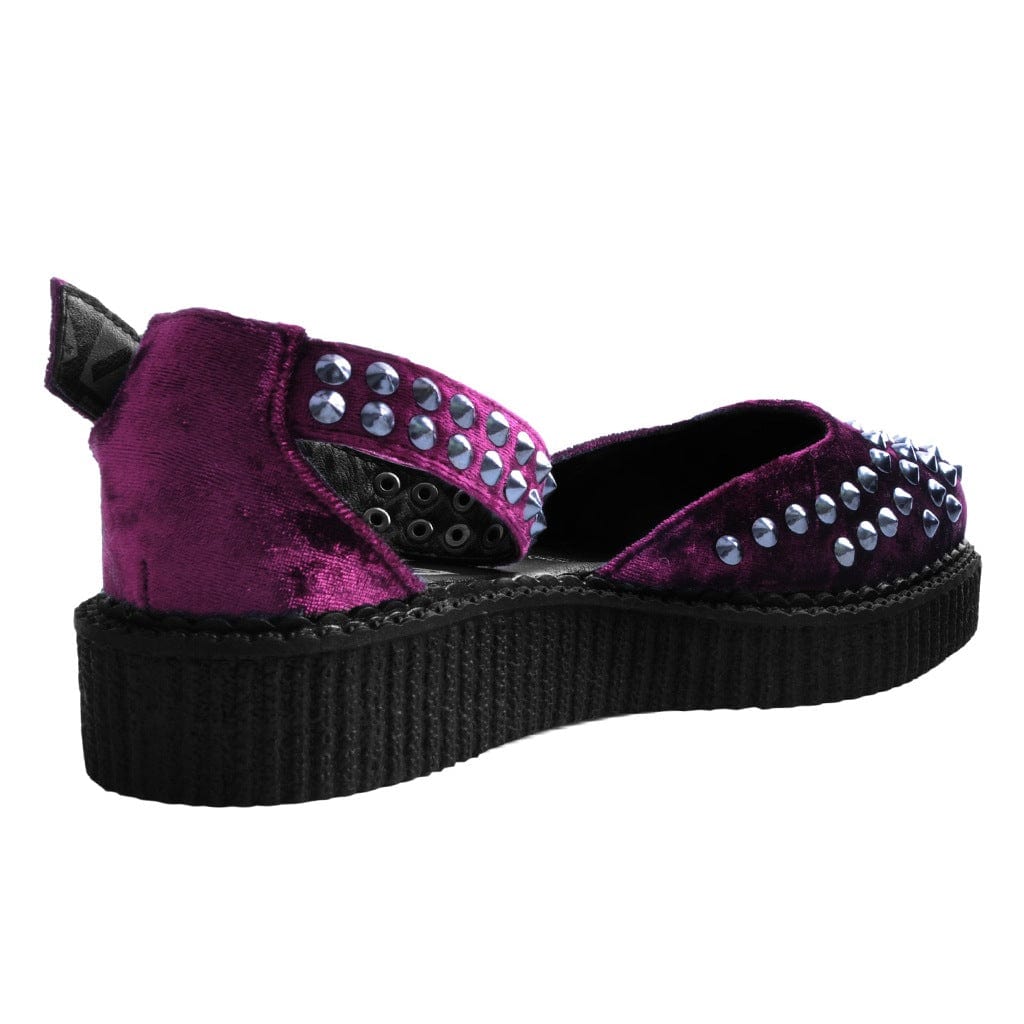 TUK Shoes Ballet Creeper Sandal Burgundy Velvet & Studs