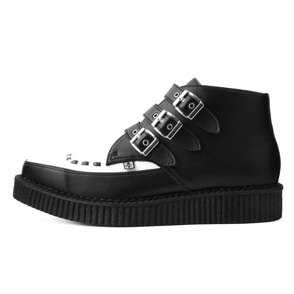 TUK Shoes 3-Buckle Creeper Boot Black / White TUKskin