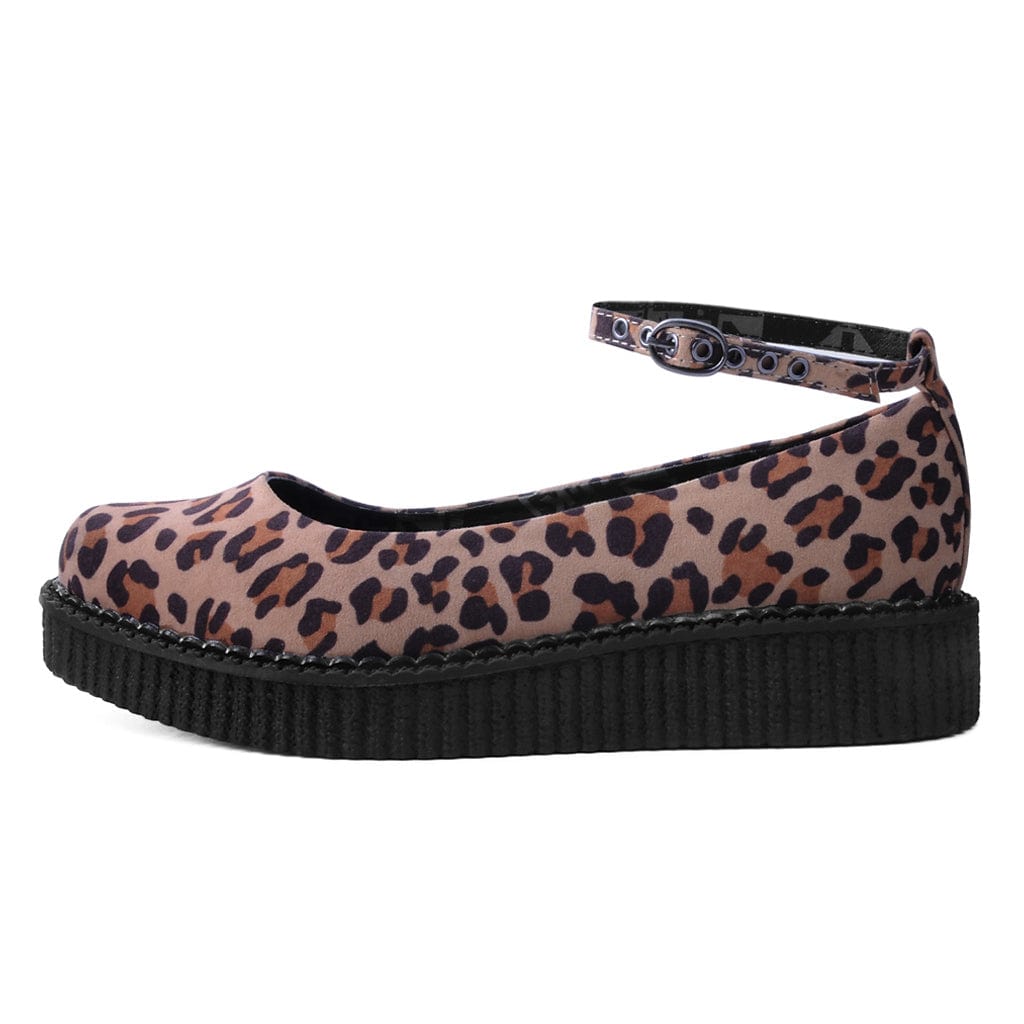 TUK Shoes Pointed Creeper Ballet Ankle Strap Leopard