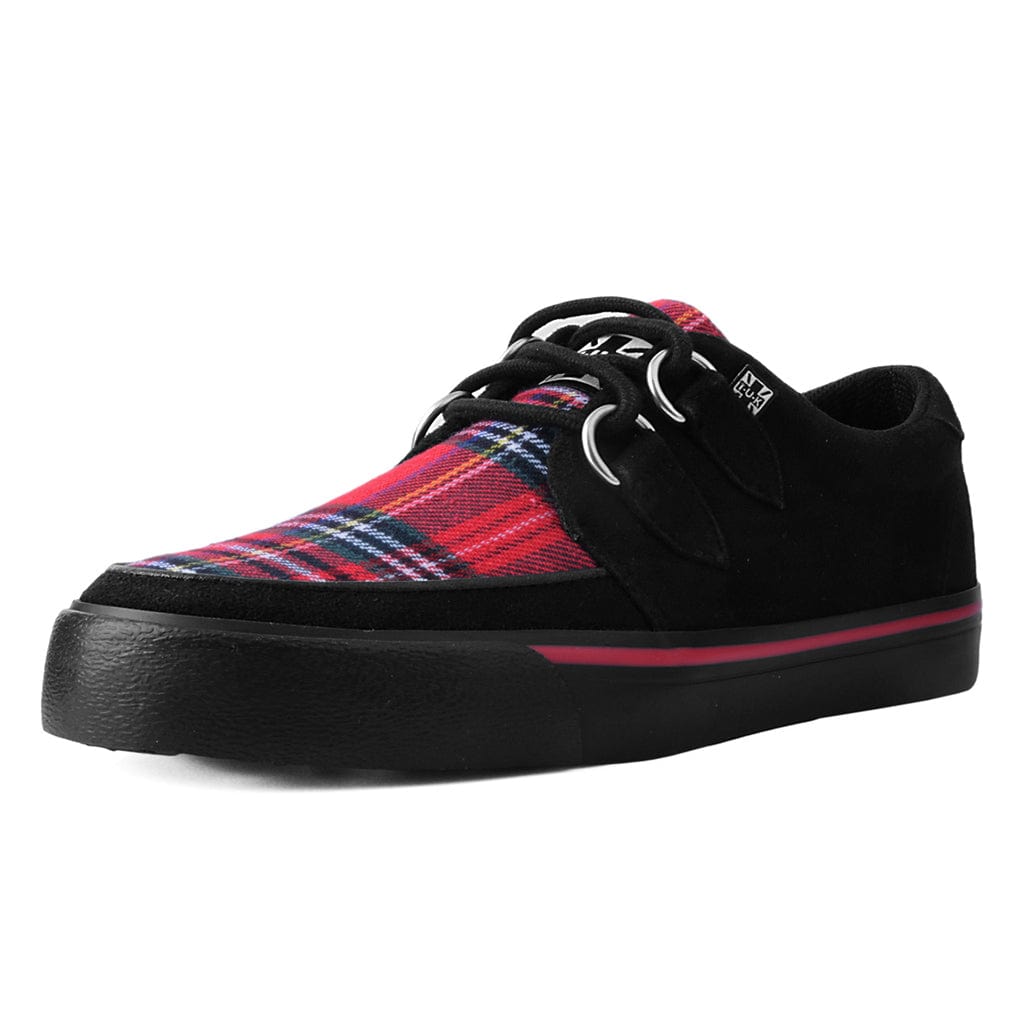 TUK Shoes Creeper Sneaker Black & Tartan Vegan Suede