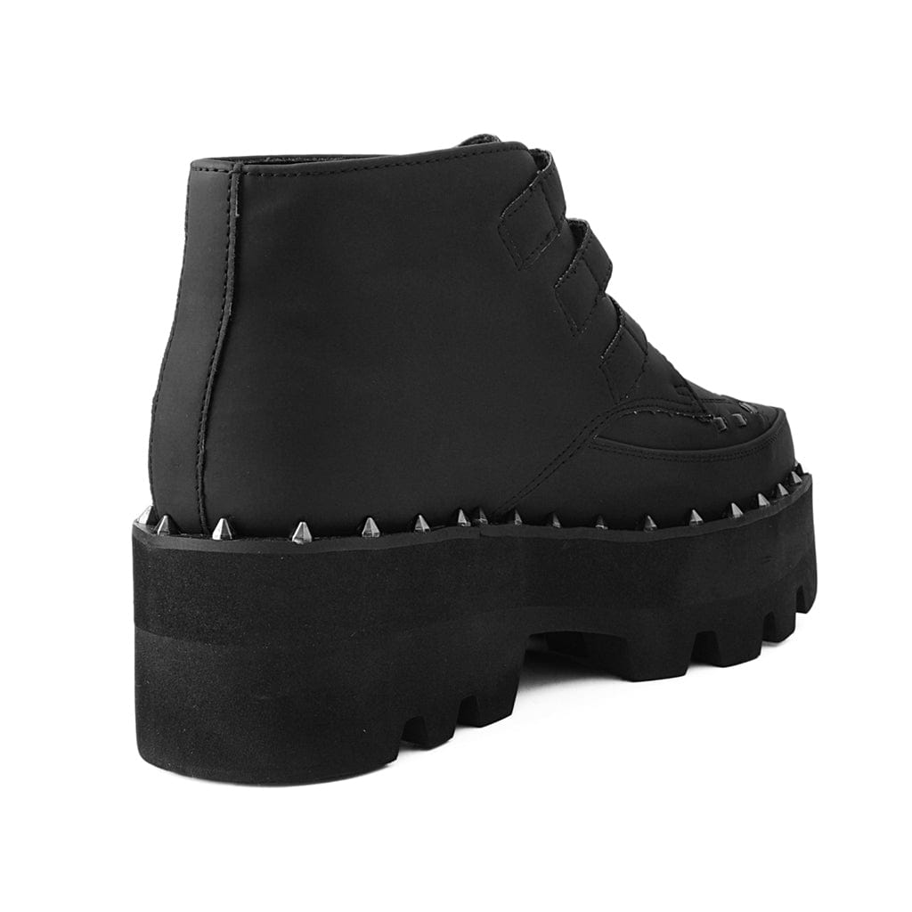 TUK Shoes 3-Buckle Pointed Dino Lug Sole Boot Matte Black