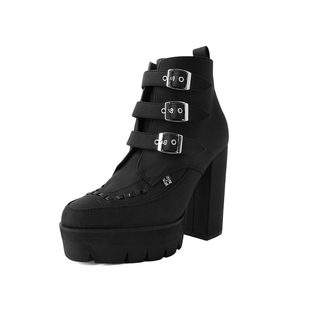 TUK Shoes Rockstar 3-Buckle Pointed Platform Boot Black
