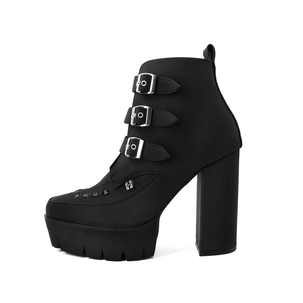 TUK Shoes Rockstar 3-Buckle Pointed Platform Boot Black