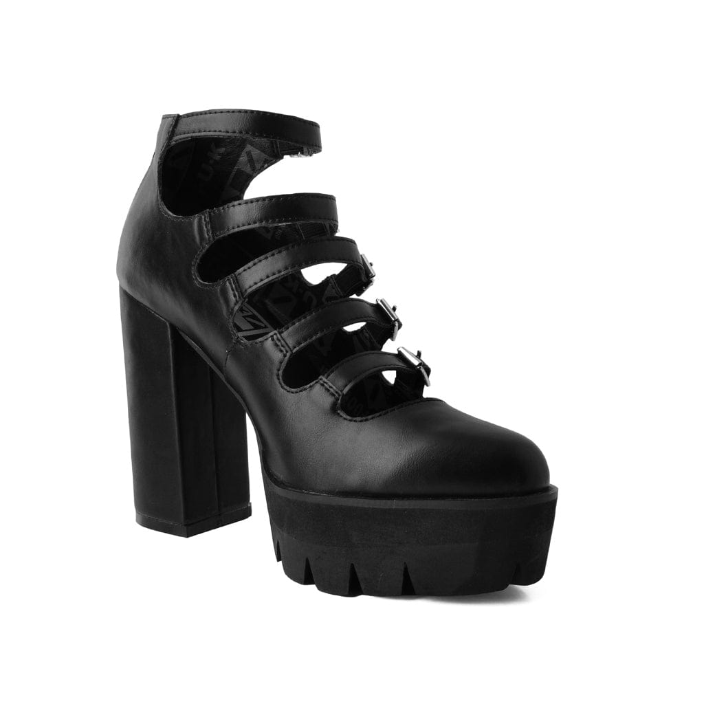 TUK Shoes Mary Jane Multi-Strap Rockstar Platform Heels Black