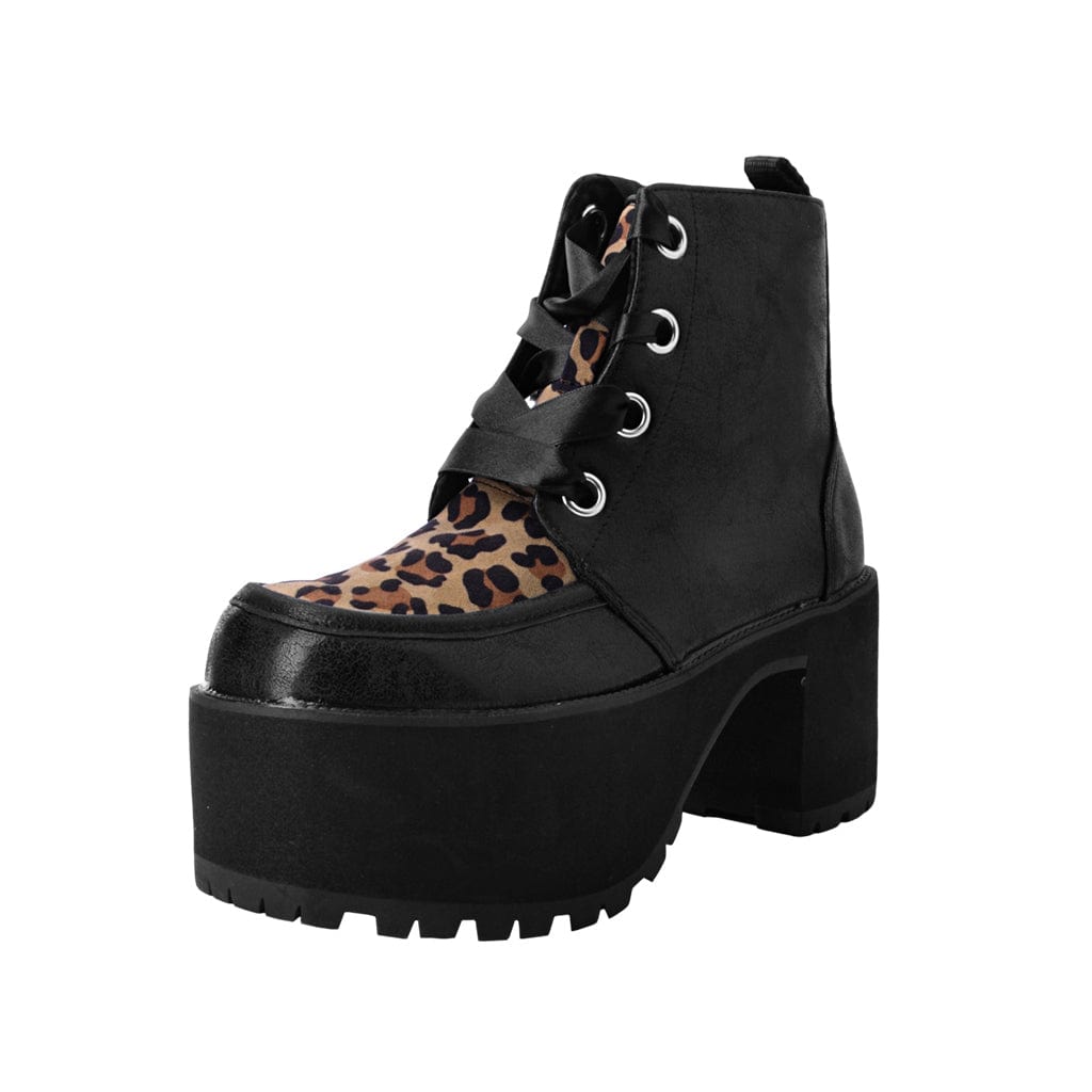 TUK Shoes Nosebleed Boot Black / Leopard Print