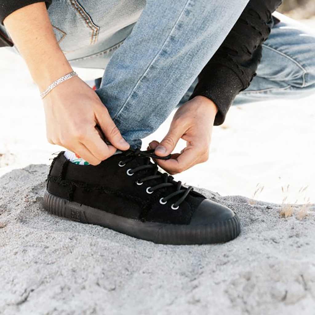 TUK Shoes Rubber Toe Sneaker Rough Cut Black Canvas