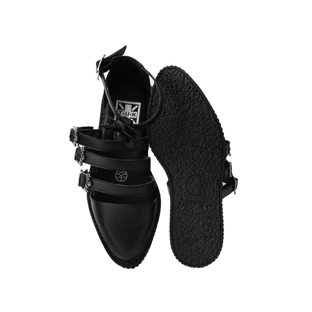 TUK Shoes Pointed Multi Strap Mary Jane Sandal Black / Rose TUKskin