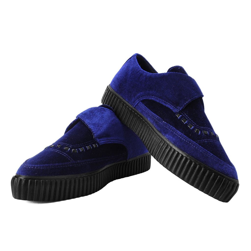 TUK Shoes Pointed Creeper Sneaker Monk Buckle Midnight Blue Velvet