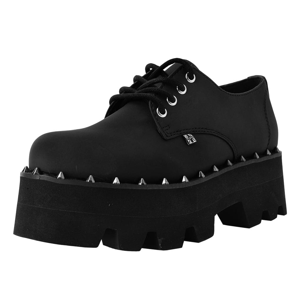 TUK Shoes Spiked Dino Lug Stacked Sole Black Vegan Leather