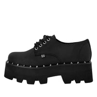 Dino Lug Spiky Stacked Sole Black Vegan Leather