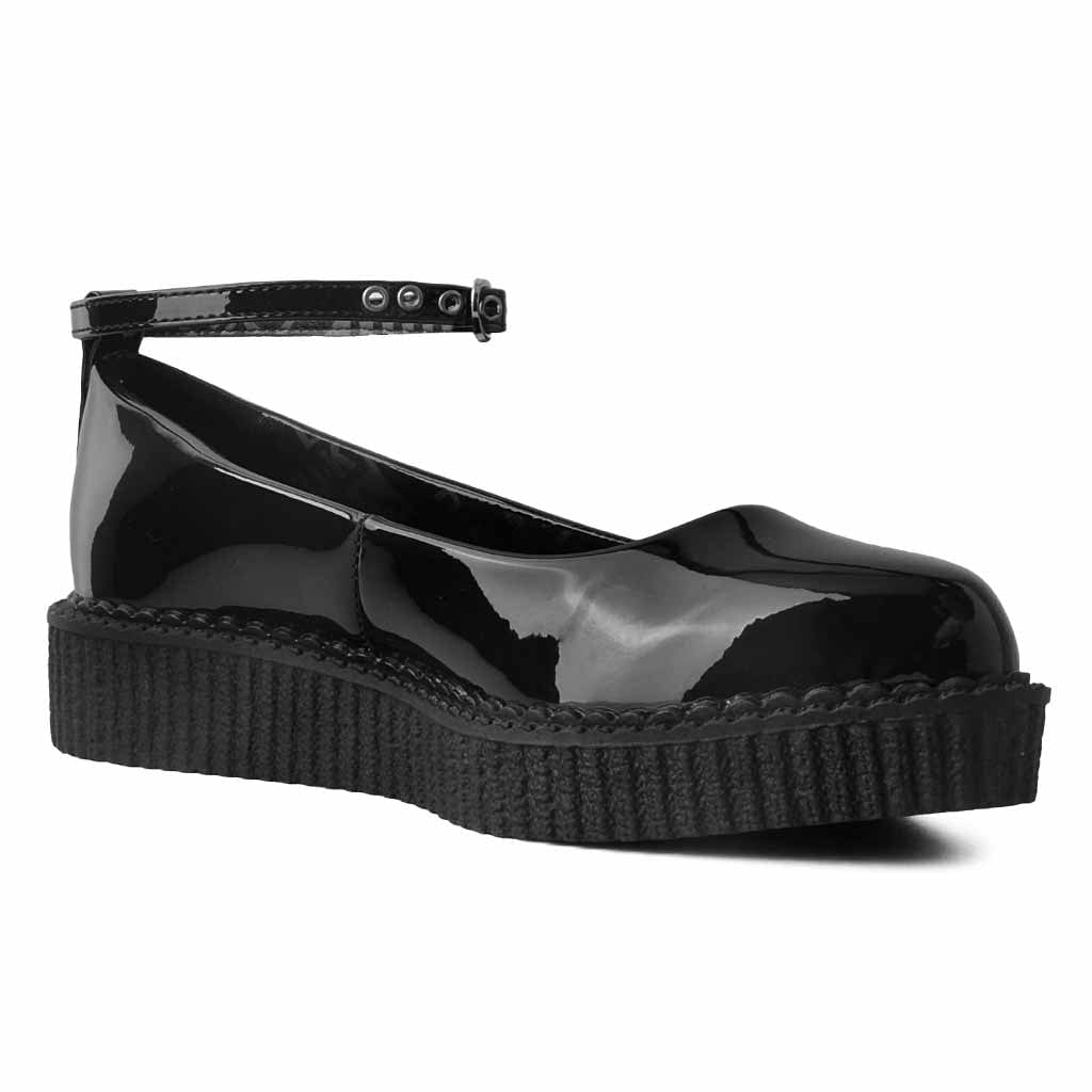 TUK Shoes Ballet Creeper Ankle Strap Black Hologram