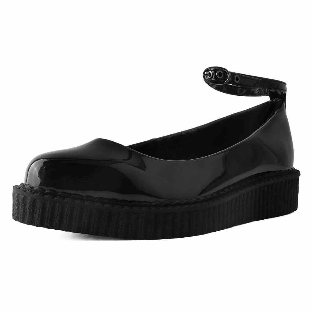 TUK Shoes Ballet Creeper Ankle Strap Black Hologram