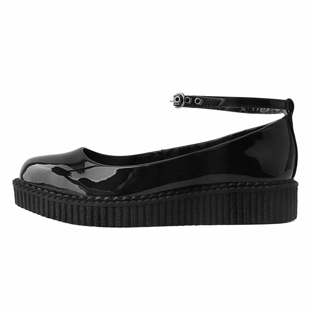 TUK Shoes Ballet Creeper Ankle Strap Black Hologram