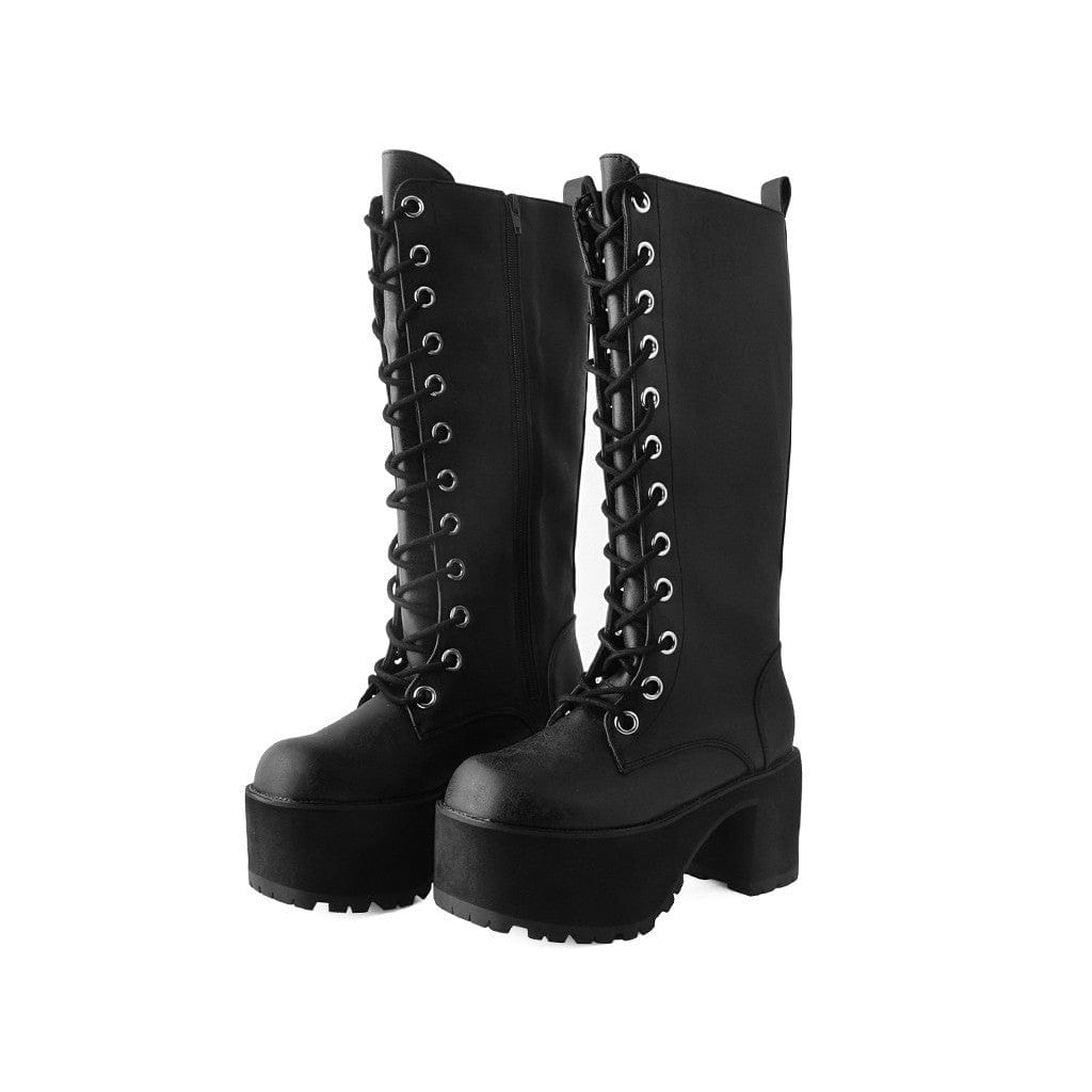 TUK Shoes Knee-High Nosebleed Boot Distressed