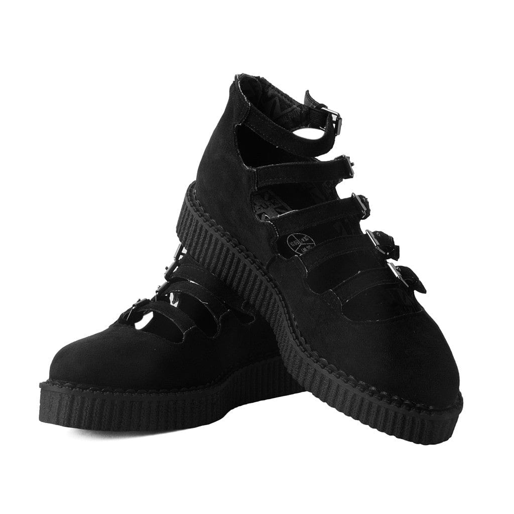 TUK Shoes Ballet Creeper Multi-Strap Black Vegan Suede