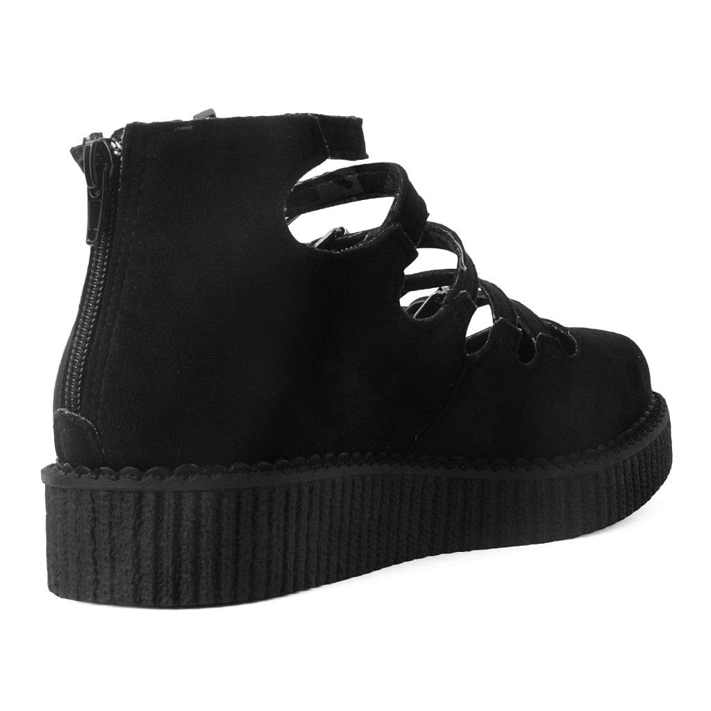 TUK Shoes Ballet Creeper Multi-Strap Black Vegan Suede