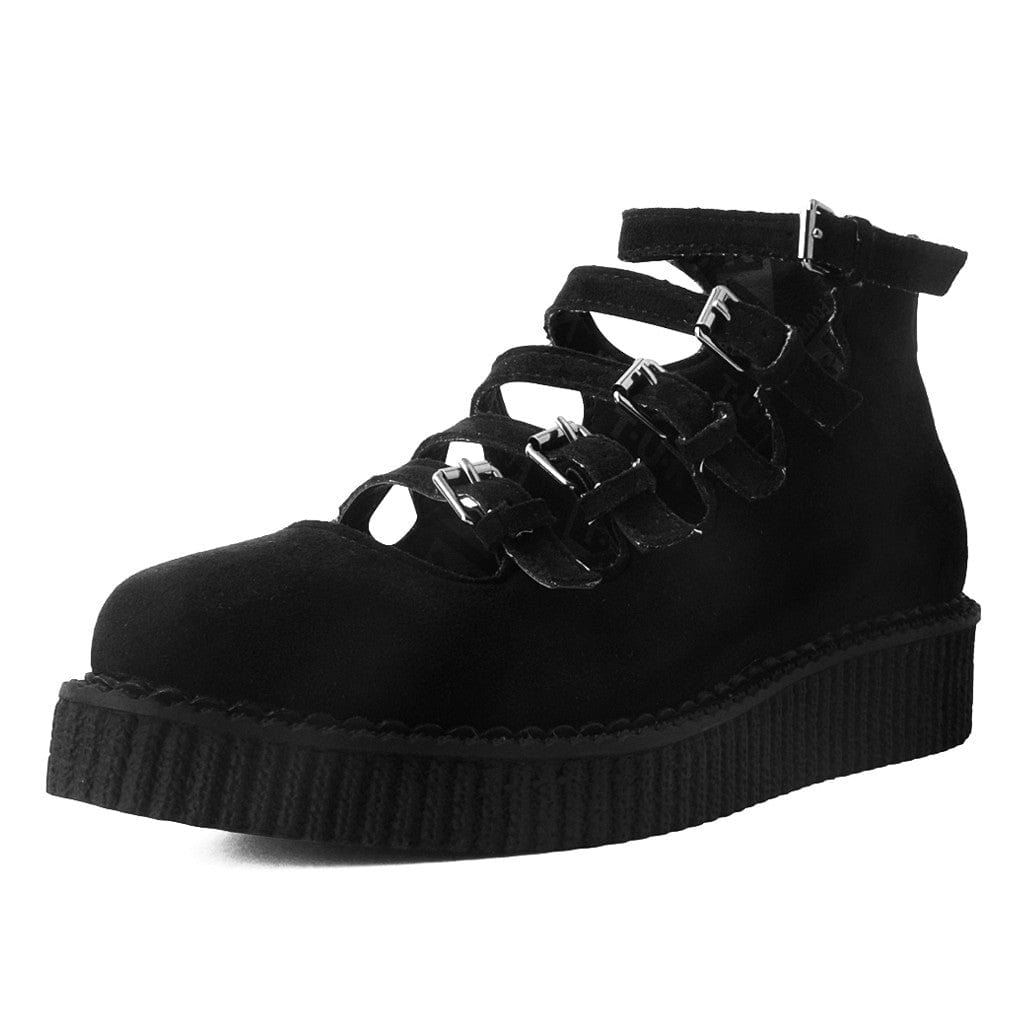 TUK Shoes Ballet Creeper Multi-Strap Black Vegan Suede