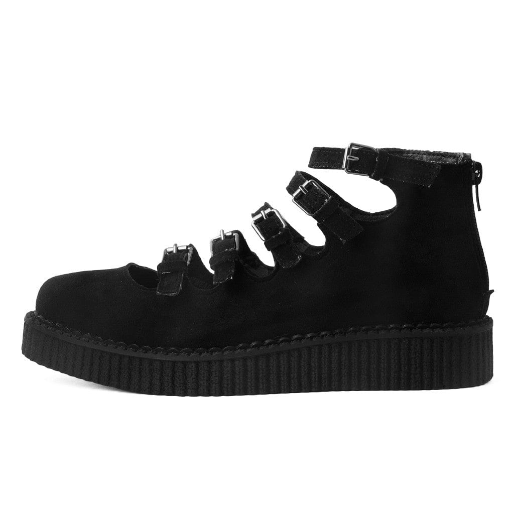 TUK Shoes Ballet Creeper Multi-Strap Black Vegan Suede