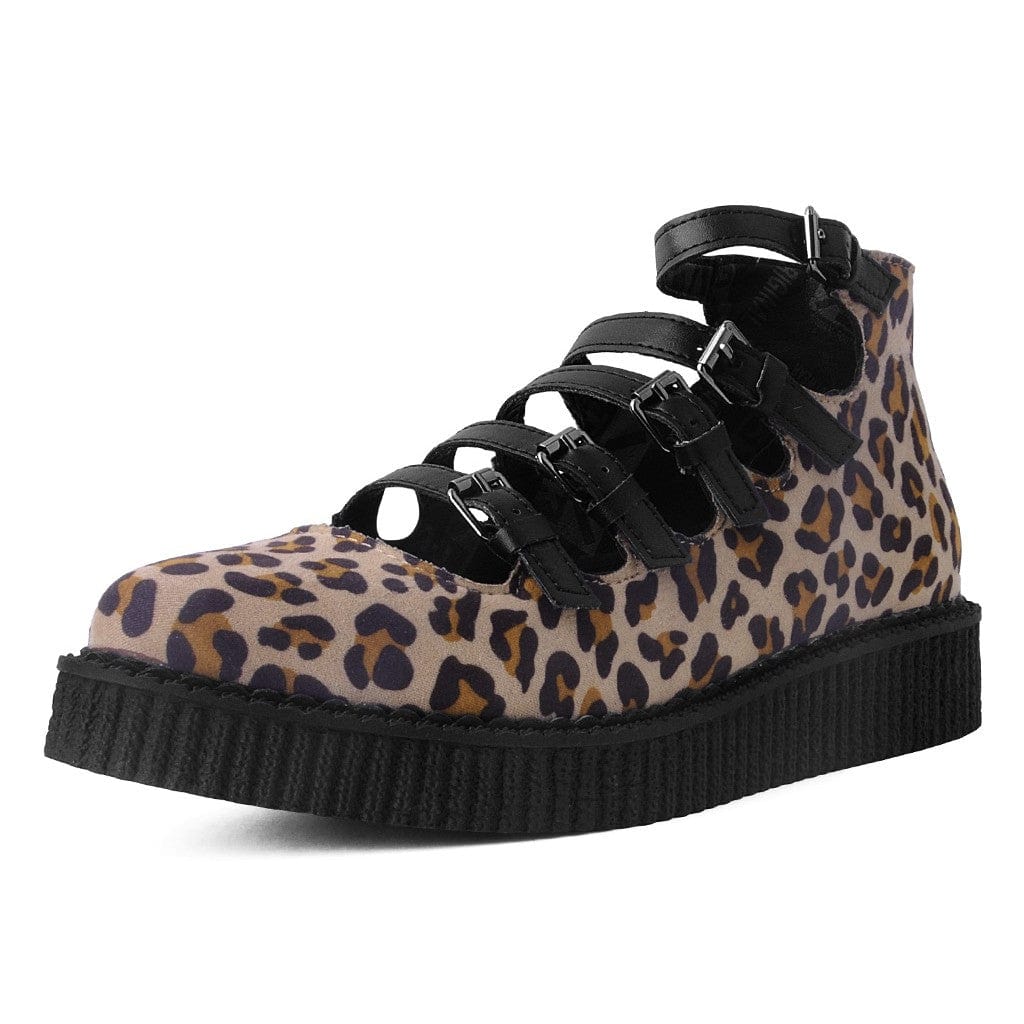 TUK Shoes Ballet Creeper Multi-Strap Leopard Vegan Suede