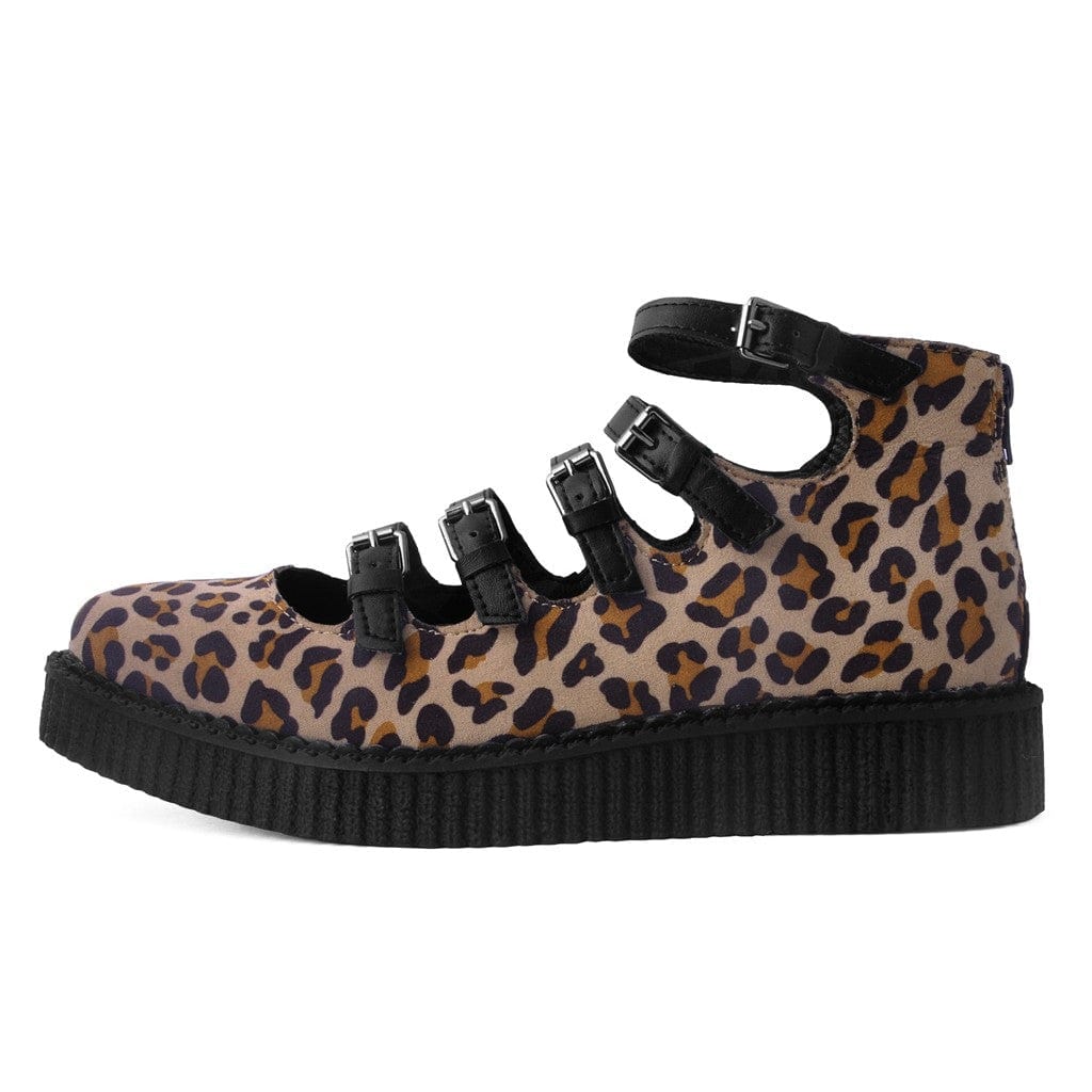 TUK Shoes Ballet Creeper Multi-Strap Leopard Vegan Suede