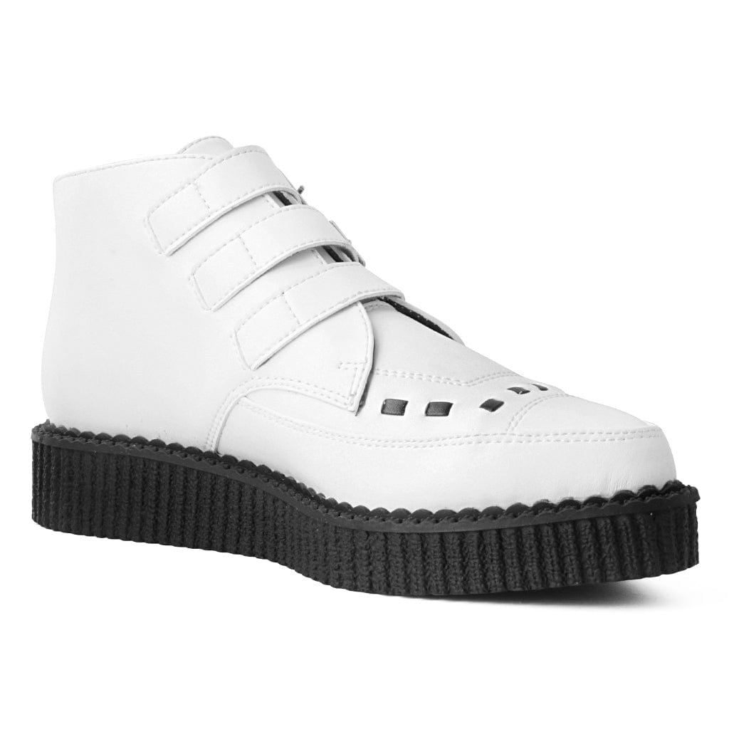 TUK Shoes Pointed Creeper 3-Buckle Boot White TUKskin