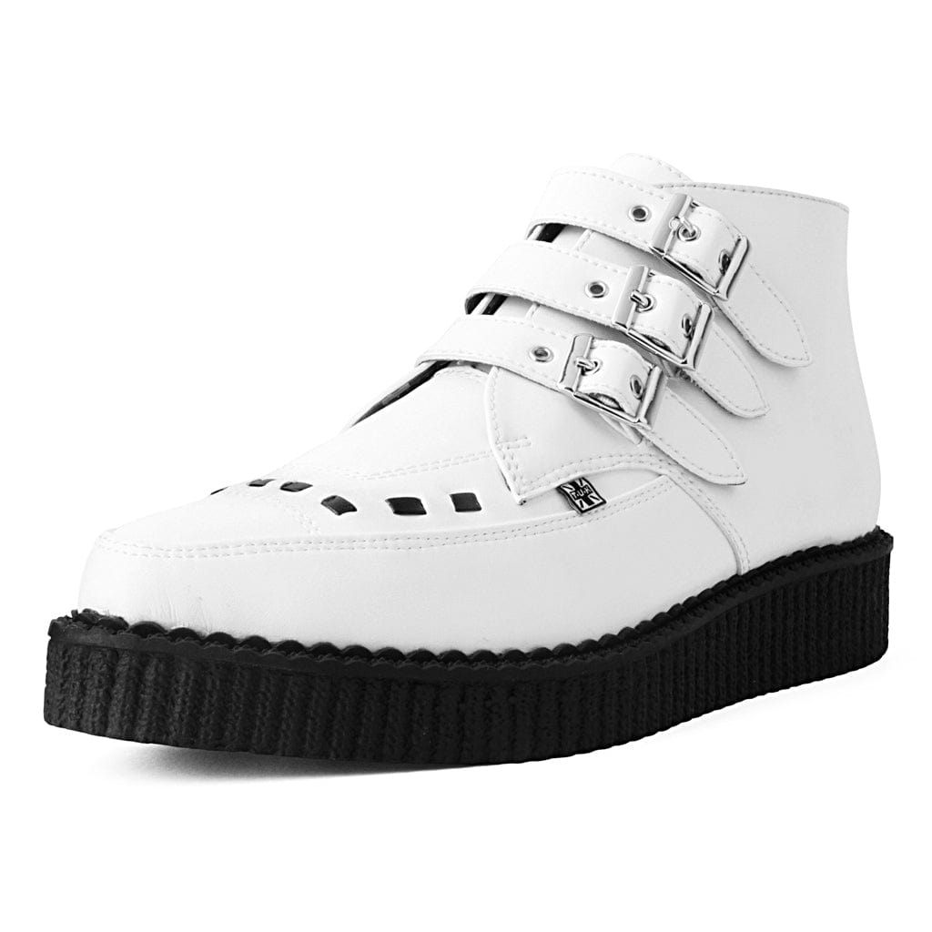 TUK Shoes Pointed Creeper 3-Buckle Boot White TUKskin