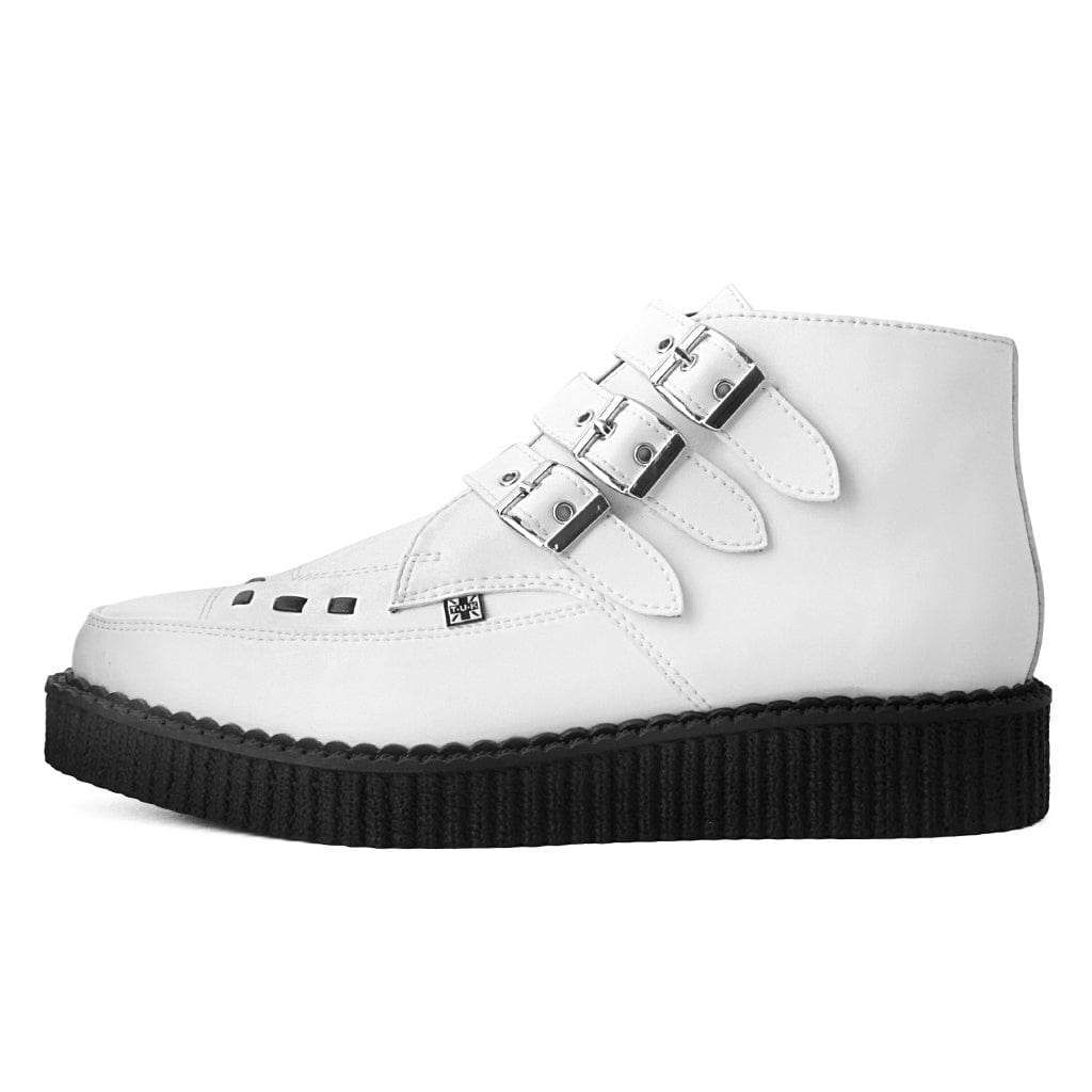 TUK Shoes Pointed Creeper 3-Buckle Boot White TUKskin