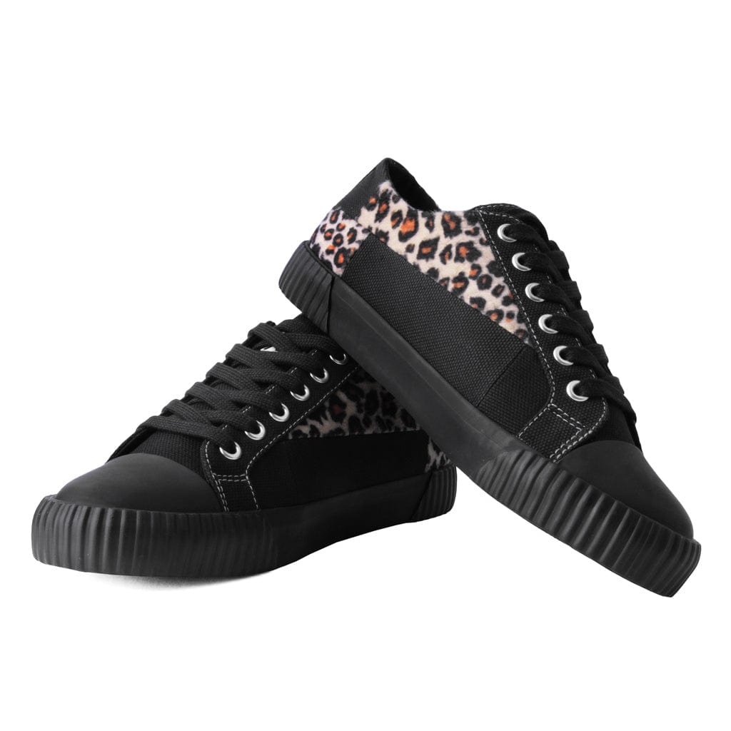 TUK Shoes Rubber Toe Sneaker Black & Leopard Canvas