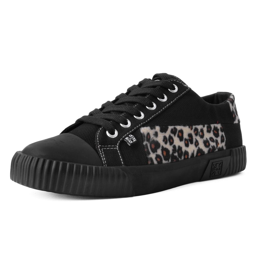 TUK Shoes Rubber Toe Sneaker Black & Leopard Canvas