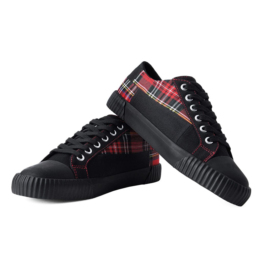 TUK Shoes Rubber Toe Sneaker Black & Tartan Canvas