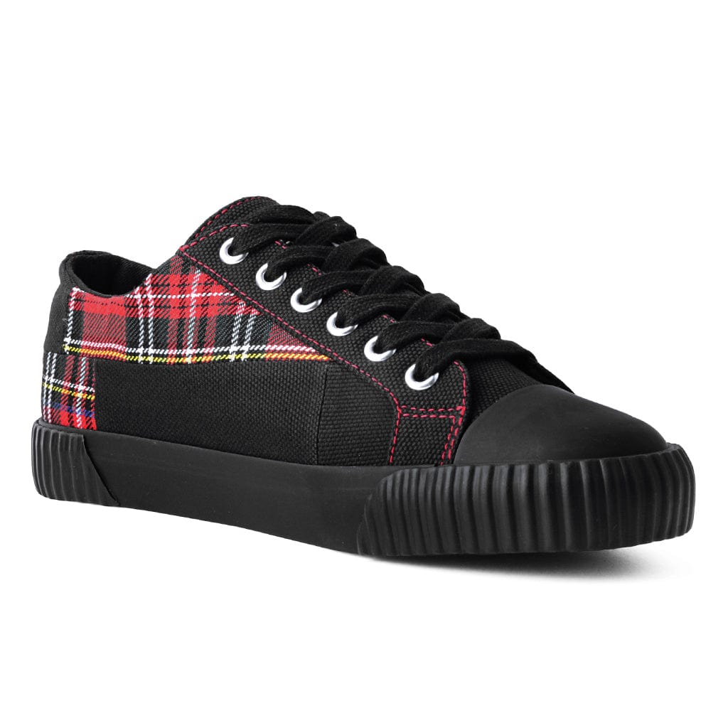 TUK Shoes Rubber Toe Sneaker Black & Tartan Canvas