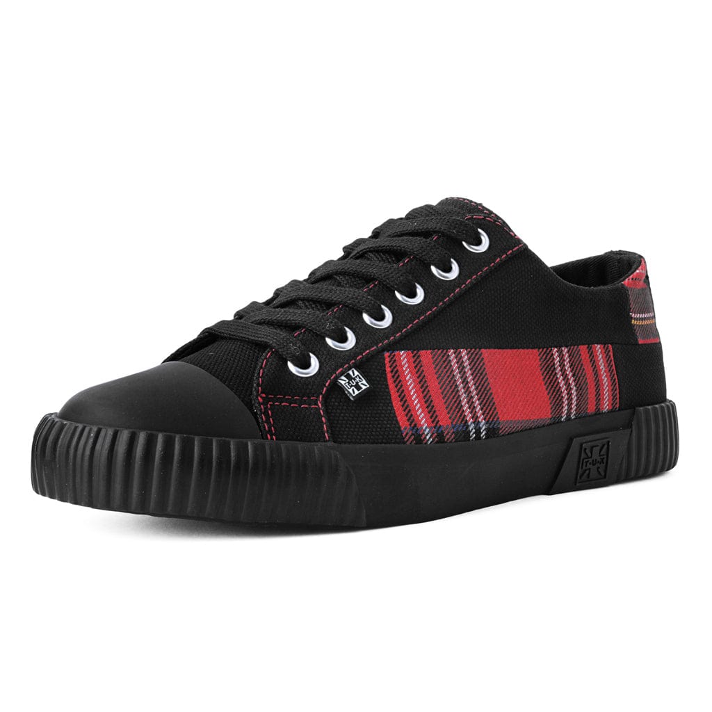 TUK Shoes Rubber Toe Sneaker Black & Tartan Canvas