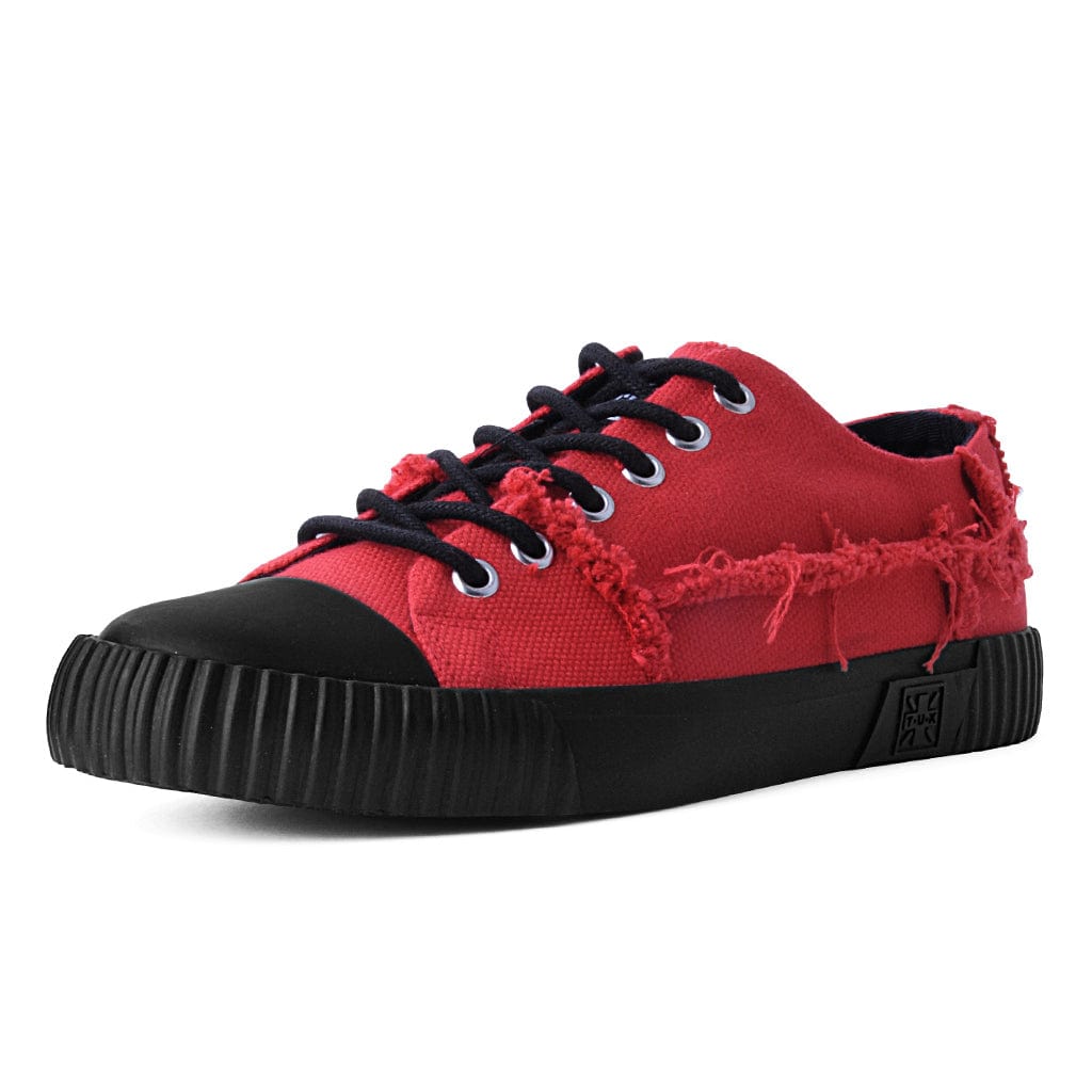 TUK Shoes Rubber Toe Sneaker Low Cut Red Raw Canvas