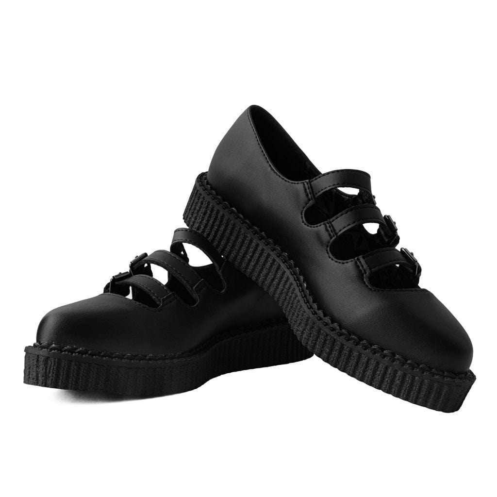 TUK Shoes Ballet Creeper 3-Strap Black TUKskin