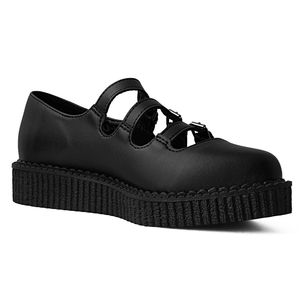 TUK Shoes Ballet Creeper 3-Strap Black TUKskin