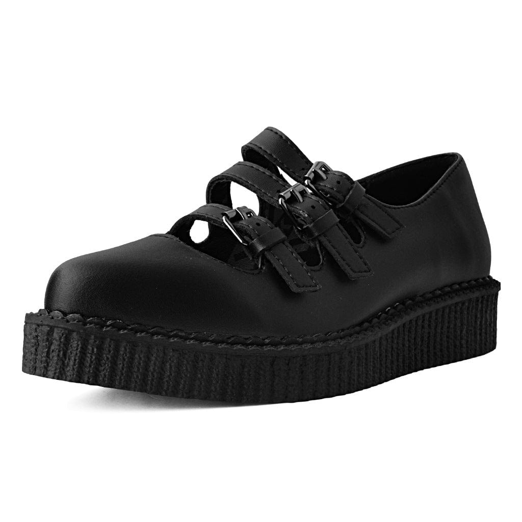 TUK Shoes Ballet Creeper 3-Strap Black TUKskin