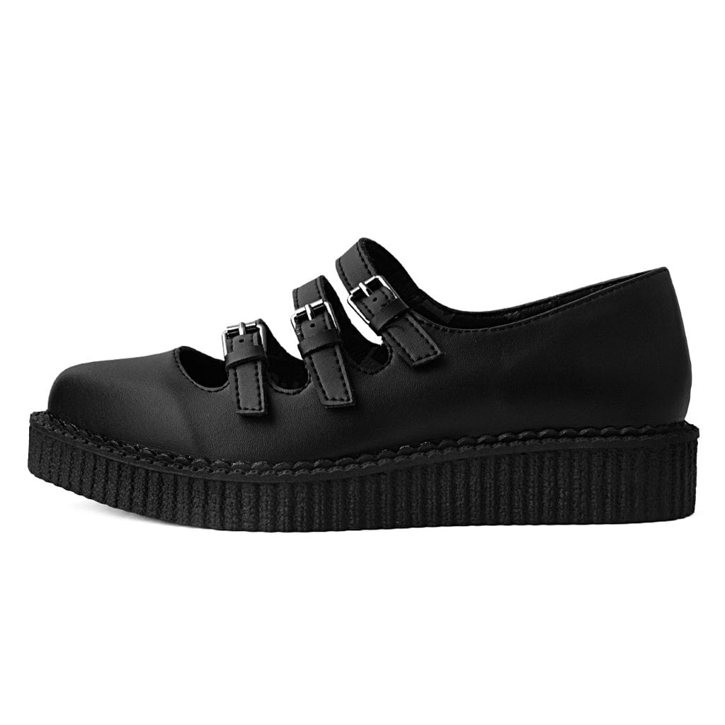 TUK Shoes Ballet Creeper 3-Strap Black TUKskin