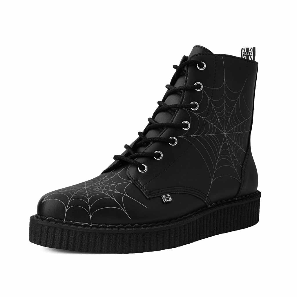 TUK Shoes Pointed Creeper Boot Black / Spiderweb Vegan TUKskin