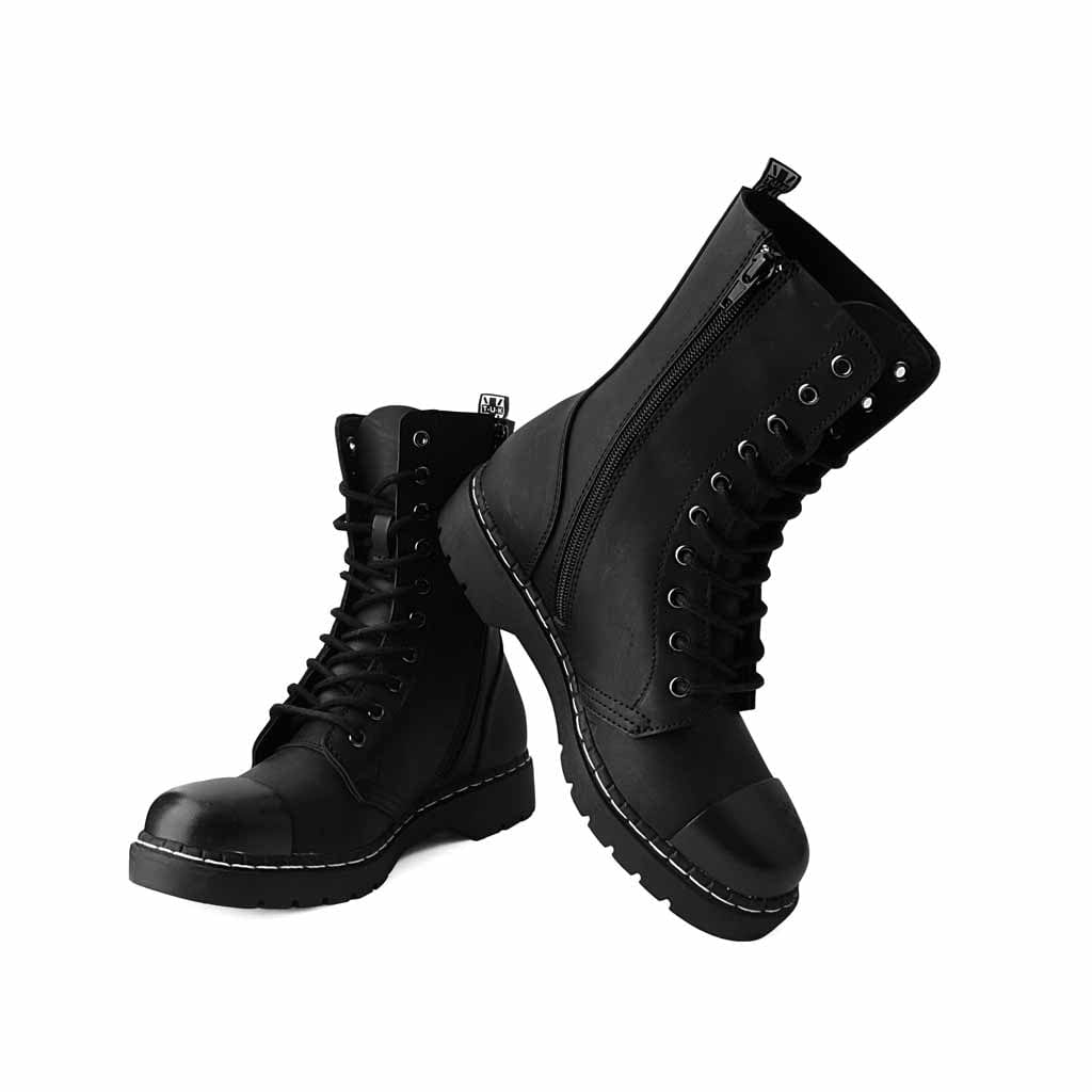 TUK Shoes 1991 Original Steel Toe 10 Eye Boot Matt Black Vegan Leather
