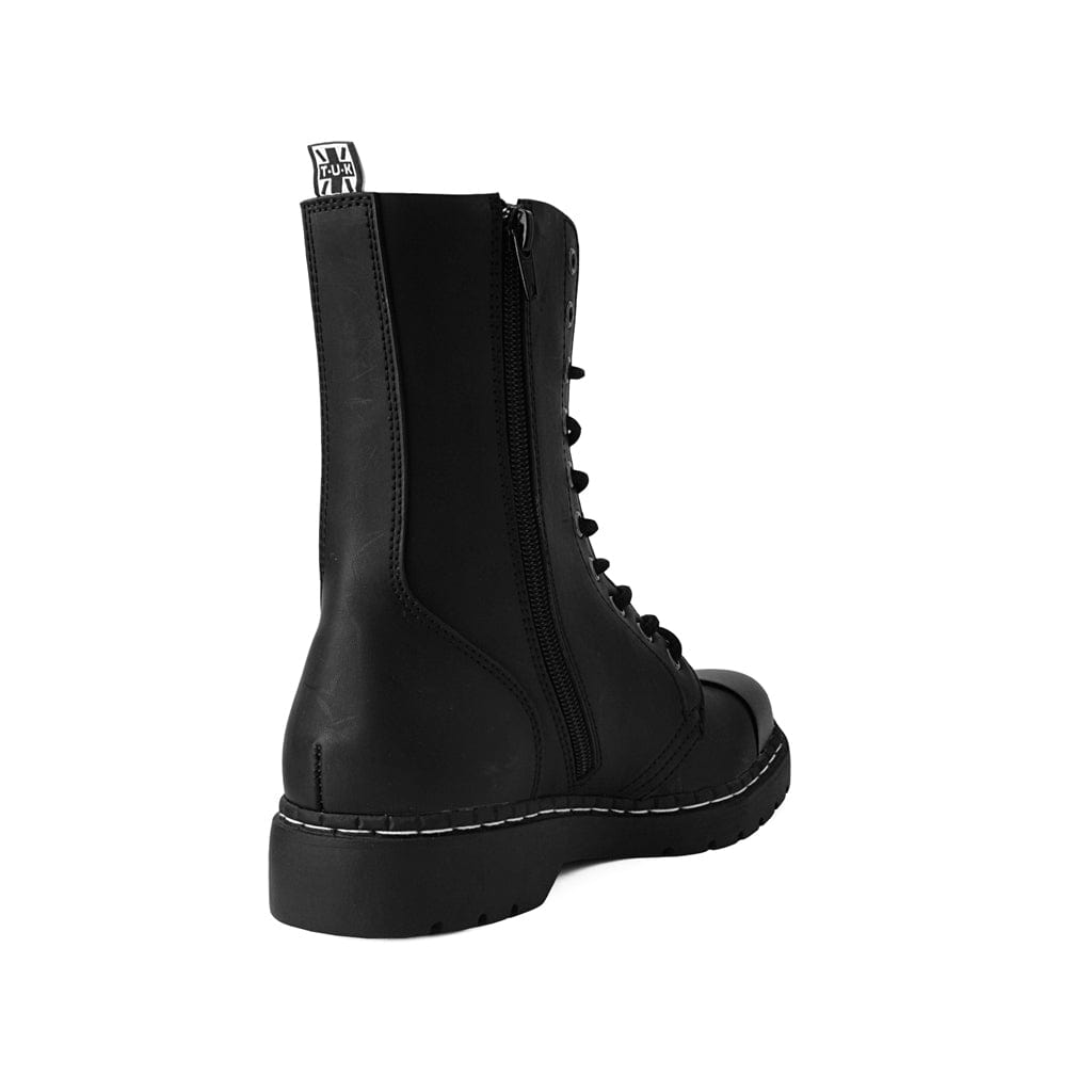 TUK Shoes 1991 Original Steel Toe 10 Eye Boot Matt Black Vegan Leather