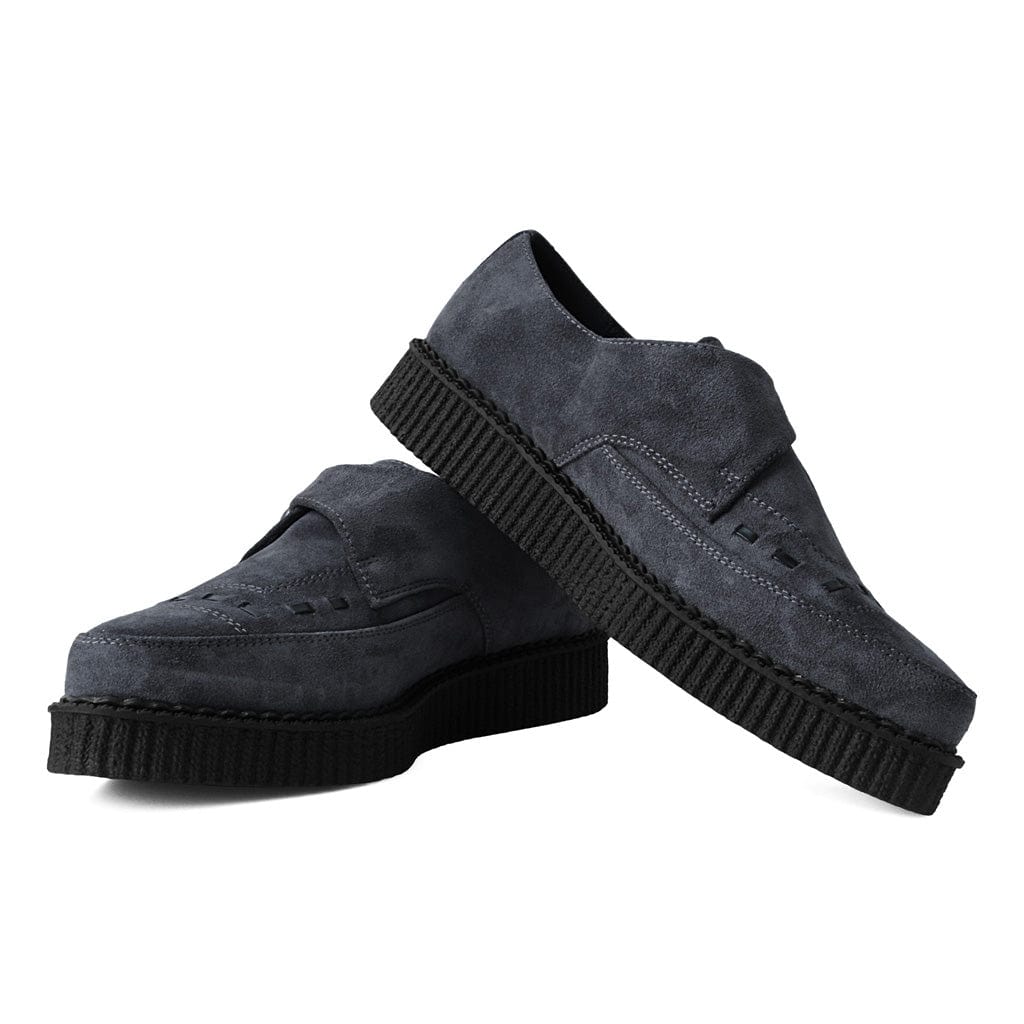 TUK Shoes Pointed Creeper Monk Buckle Charcoal Suede