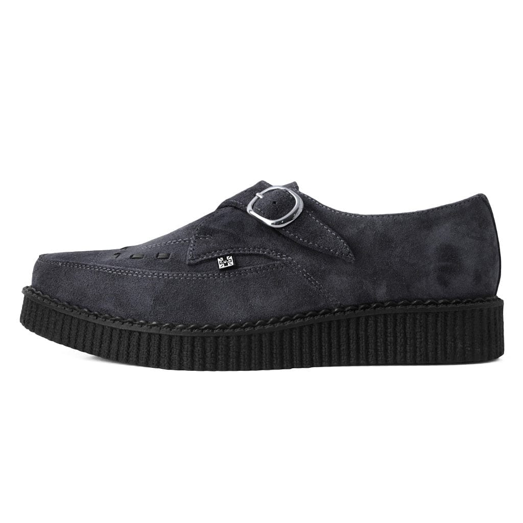 TUK Shoes Pointed Creeper Monk Buckle Charcoal Suede